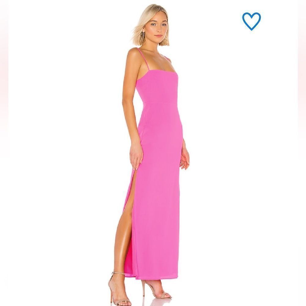 Superdown Addison maxi dress pink fuschia slip dress side slit Revolve Sz S - Picture 3 of 11